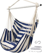 Load image into Gallery viewer, ADVOKAIR Hammock Chair Hanging Chair Swing Large with Anti-Slip Steel Spread Bar-Max 500lbs-2 Cushions