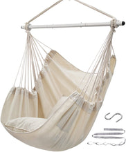 Load image into Gallery viewer, ADVOKAIR Hammock Chair Hanging Chair Swing Large with Anti-Slip Steel Spread Bar-Max 500lbs-2 Cushions