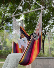 Load image into Gallery viewer, ADVOKAIR Hanging Chair Hammock Chair Swing (500 lbs Max) - Comfortable Hanging Rope Swing for Bedroom, Outdoor Patio, Porch, Deck - Indoor and Outdoor - Sturdy Steel Bar with Anti-Slip Safety Rings