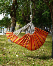 Load image into Gallery viewer, ADVOKAIR Hanging Hammock Chair Large Swing Chair with Foot Rest and Hardware,Max 500lbs,Steel Spread Bar with Anti Slips, 2 Cushions and Side Pocket ,Indoor/Outdoor Use