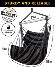 Load image into Gallery viewer, ADVOKAIR Hanging Chair Hammock Chair Swing (500 lbs Max) - Comfortable Hanging Rope Swing for Bedroom, Outdoor Patio, Porch, Deck - Indoor and Outdoor - Sturdy Steel Bar with Anti-Slip Safety Rings
