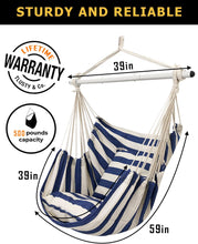 Load image into Gallery viewer, ADVOKAIR Hammock Chair Hanging Chair Swing Large with Anti-Slip Steel Spread Bar-Max 500lbs-2 Cushions