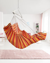 Load image into Gallery viewer, ADVOKAIR Hanging Hammock Chair Large Swing Chair with Foot Rest and Hardware,Max 500lbs,Steel Spread Bar with Anti Slips, 2 Cushions and Side Pocket ,Indoor/Outdoor Use