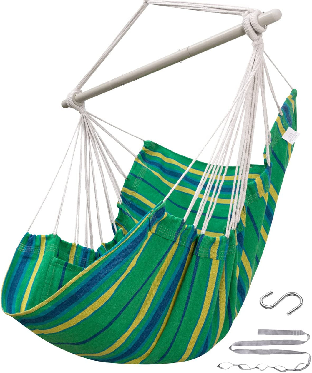 ADVOKAIR Hanging Chair Hammock Chair Swing (500 lbs Max) - Comfortable Hanging Rope Swing for Bedroom, Outdoor Patio, Porch, Deck - Indoor and Outdoor - Sturdy Steel Bar with Anti-Slip Safety Rings