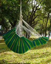 Load image into Gallery viewer, ADVOKAIR Hanging Hammock Chair Large Swing Chair with Foot Rest and Hardware,Max 500lbs,Steel Spread Bar with Anti Slips, 2 Cushions and Side Pocket ,Indoor/Outdoor Use
