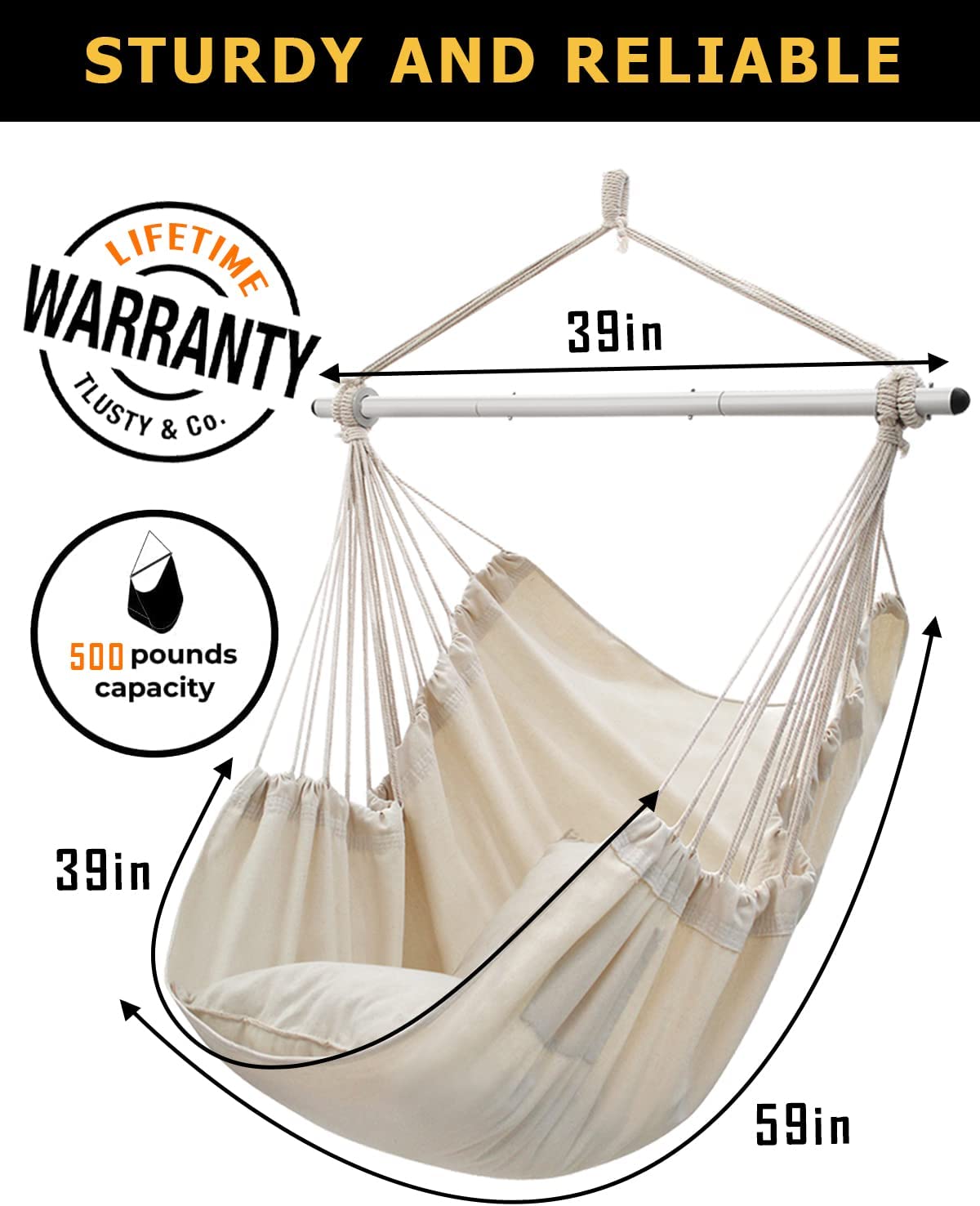 ADVOKAIR Hanging Hammock Chair Large Swing Chair with Foot Rest and Ha