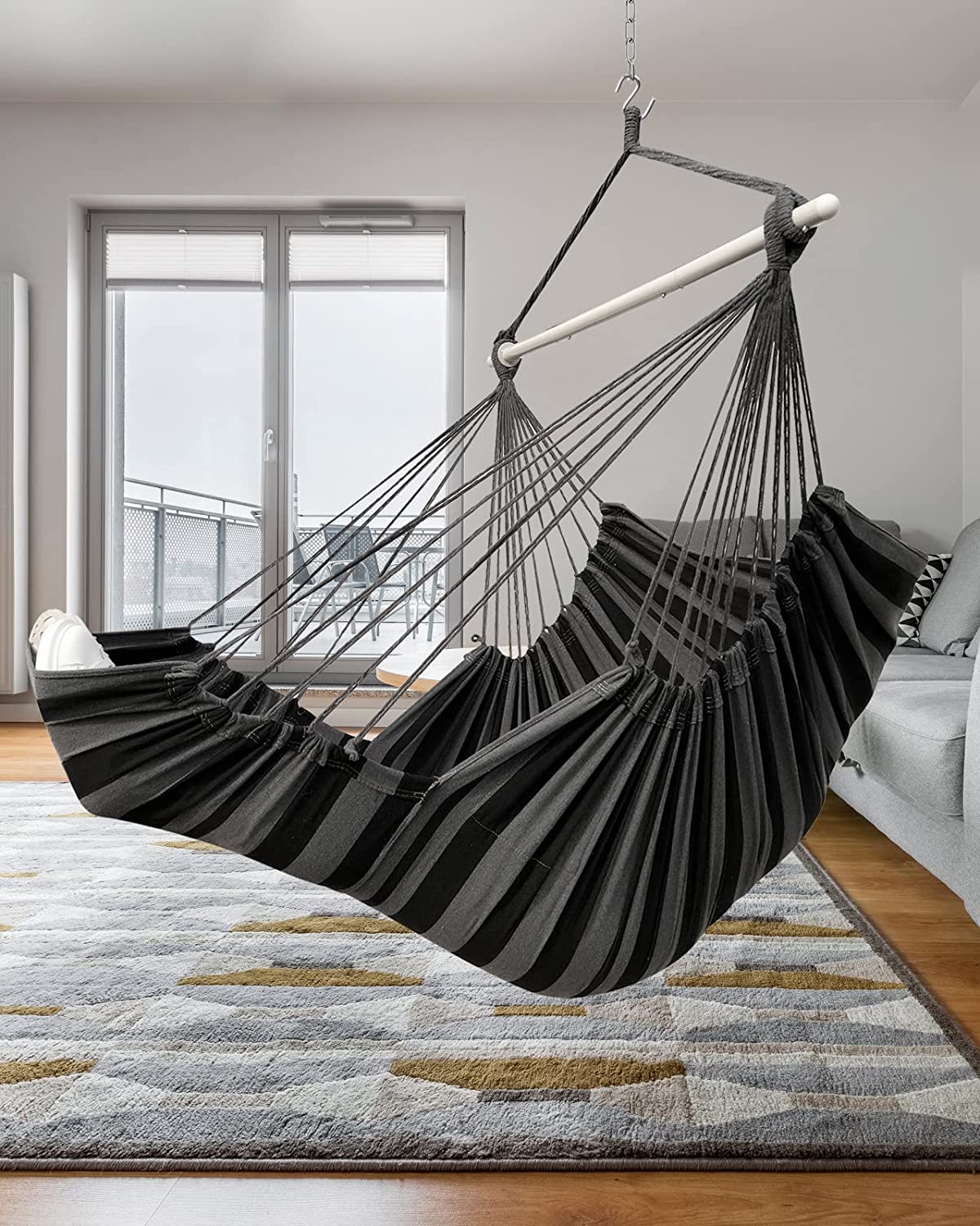 ADVOKAIR Hanging Hammock Chair Large Swing Chair with Foot Rest and Ha